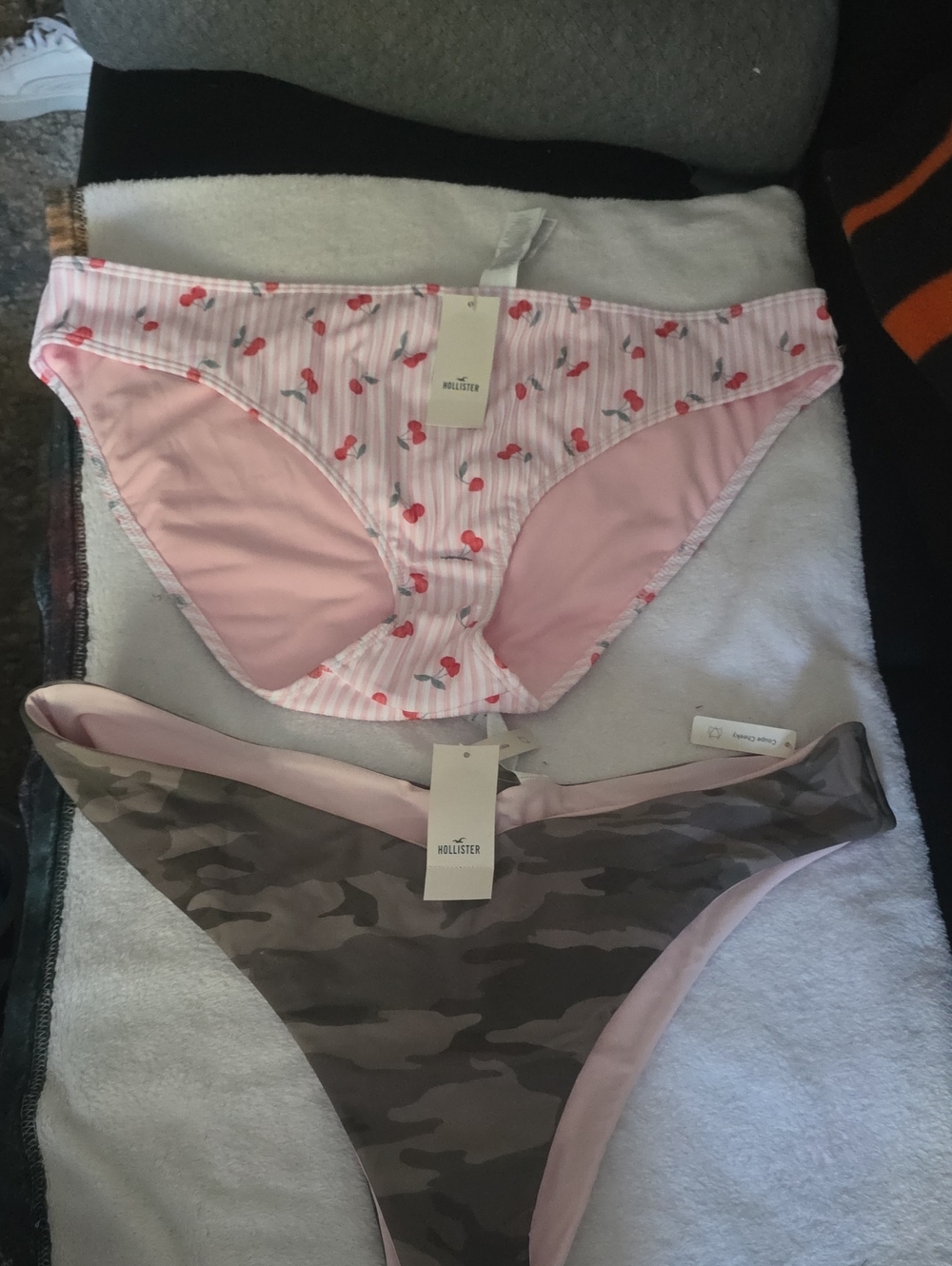 Hollister Womens Plus Pink Cherry Print & Pink-Trim Camo Bikini Bottoms - 2-Pack